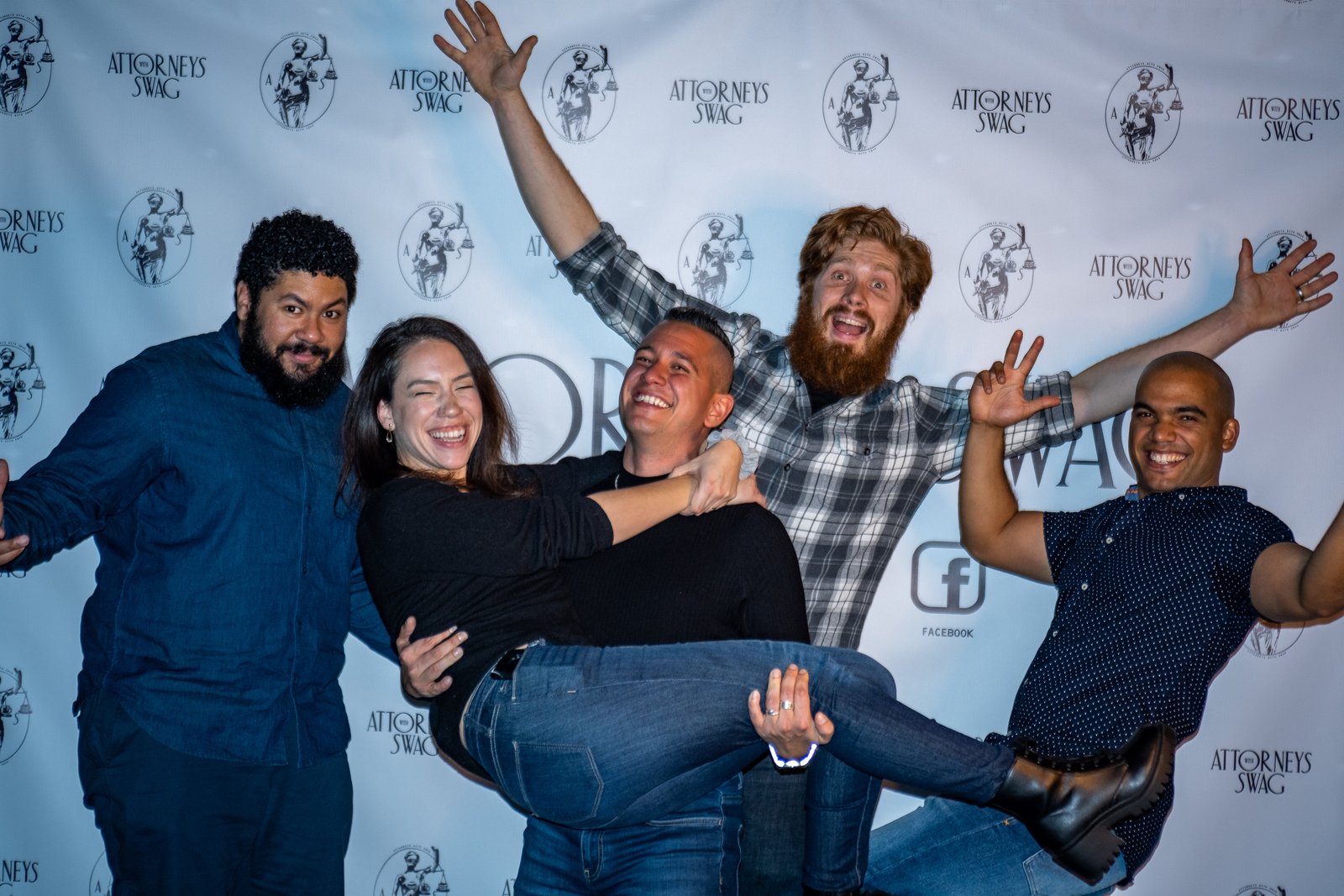 Friends celebrating together at the AWS trailer premiere